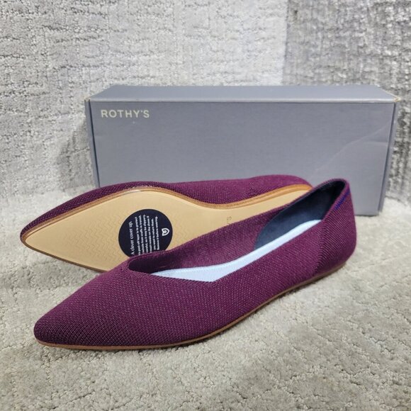 Rothy's The Merino Aubergine Purple Pointed Flat Shoes Women's Multiple Sizes